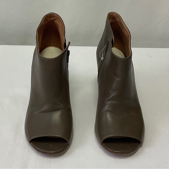 MAISON MARTIN MARGIELA Leather Peep Toe Ankle Brown Booties 8 ITALY  Cone Heel - Picture 2 of 6